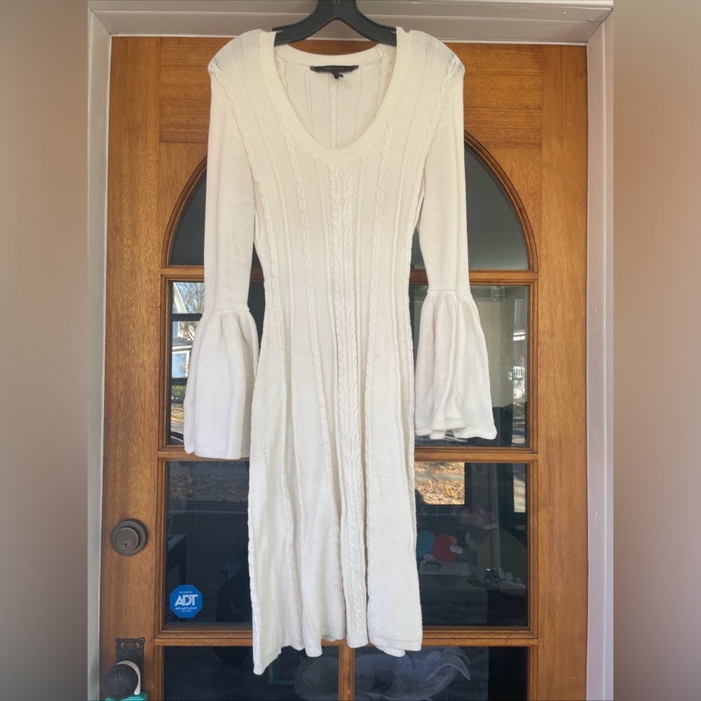 Bcbgmaxazria Regina cream bell sleeve dress size small